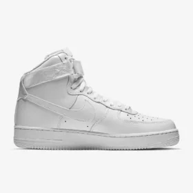 white nike air force 1 high with white background.