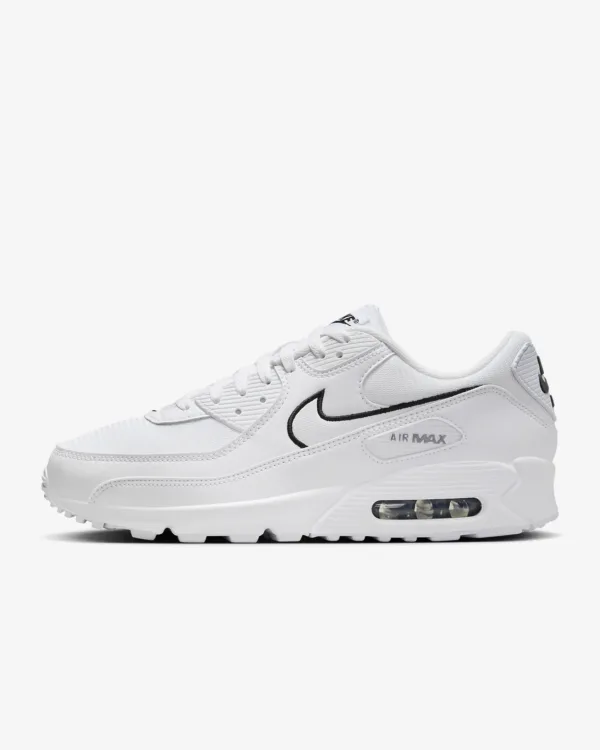 white Nike air max 90 with white background