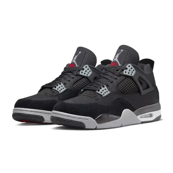 pair of jordan 4 black canvas