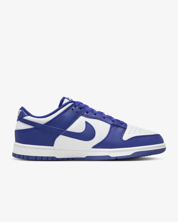 nike blue dunk low in white background