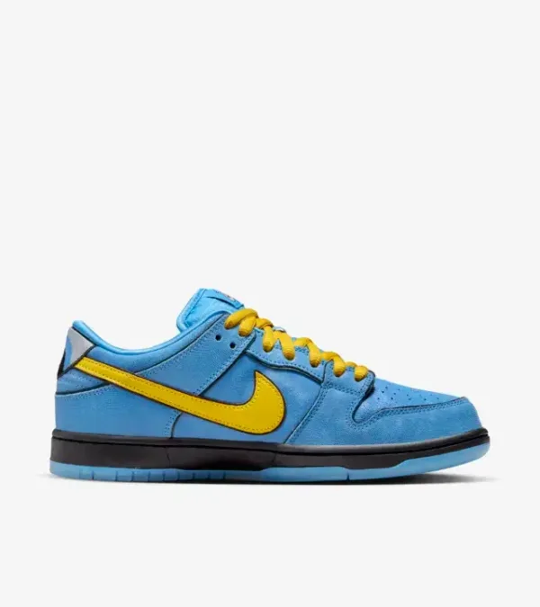 side view of nike sb dunk powerpuff girls blue color