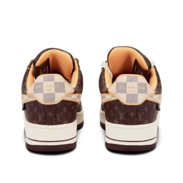 back view of nike x lv airforce brown