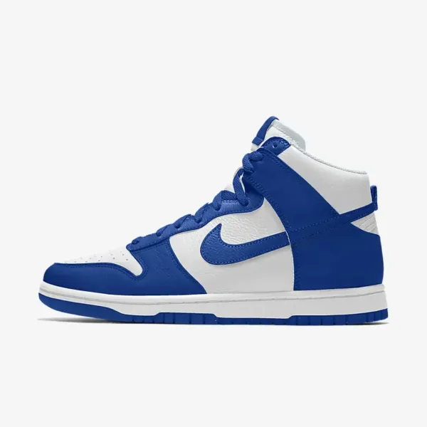 side view of nike dunk retro high blue color