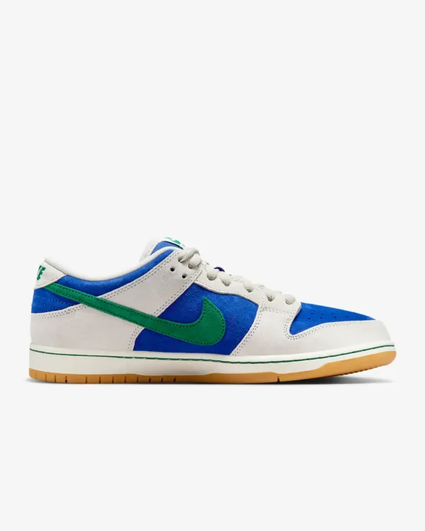 side view of blue sb dunk low pro