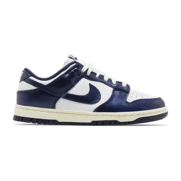 Navy Blue Dunk Low in white background side view