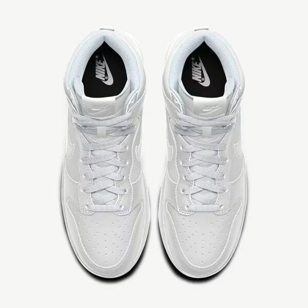 top view of white high dunks