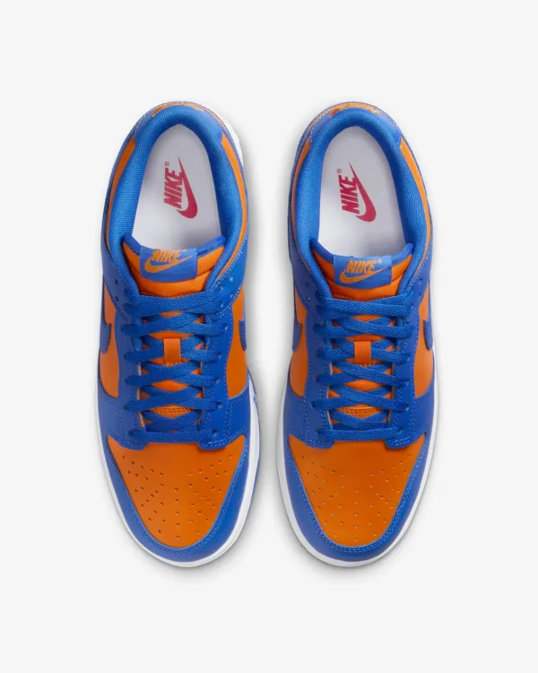 top view of orange blue nike dunk retro low