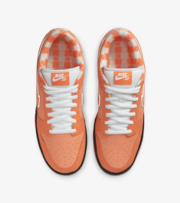 front top view of sb dunk orange lobster