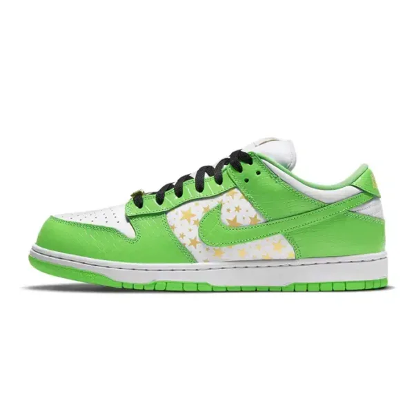 Nike sb dunk supreme stars green side view