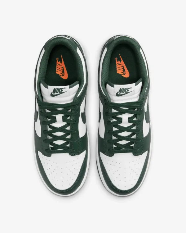 top view of pair of green nike dunk low