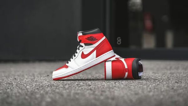 pair of nike high heritage on road