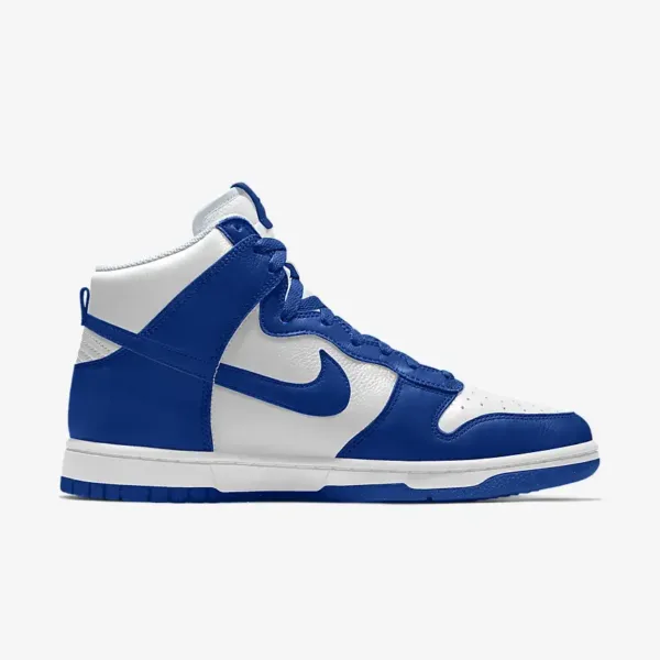 side view of nike dunk retro high blue color