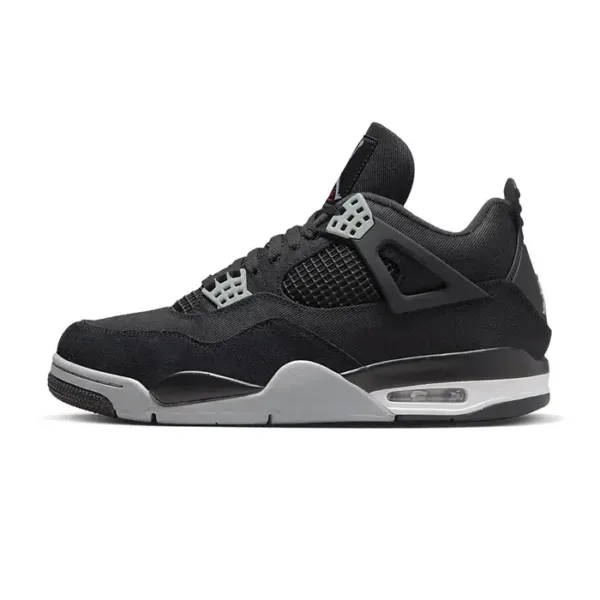 side view of jordan 4 black canvas