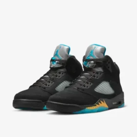 pair of jordan 5 aqua