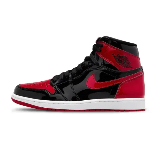 nike air jordan retro high og patent red side view