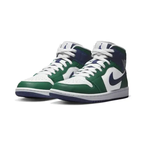 front view of pair of nike aj noble green