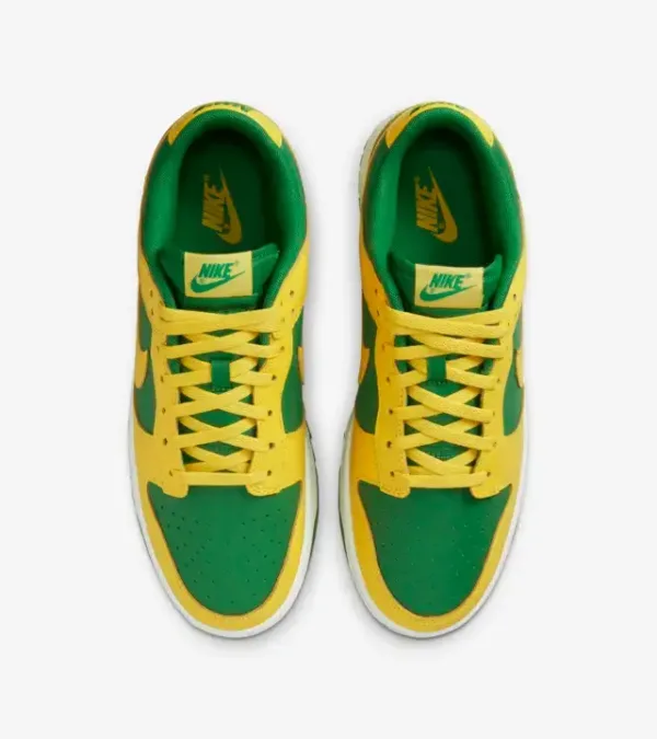 top view of pair of nike dunk low yellow green color