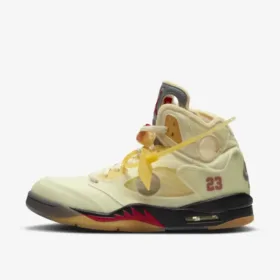 side view of jordan 5 off white sail