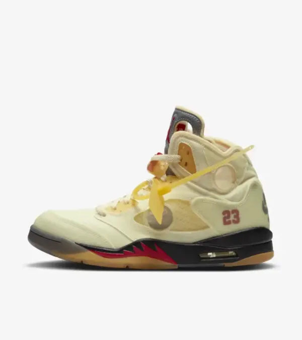 side view of jordan 5 off white sail