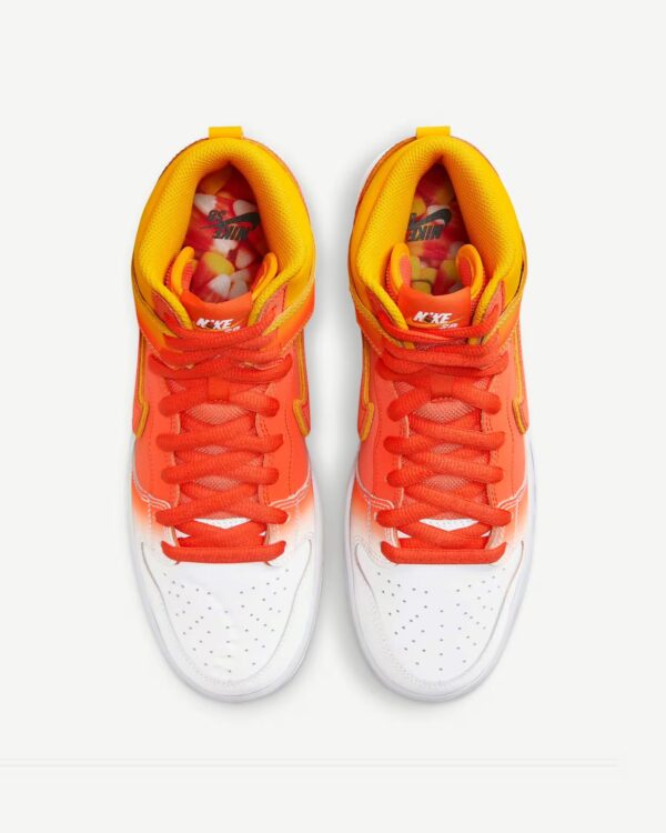 top view of orange sb dunk pro