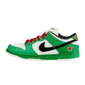 side view of green sb dunk heineken