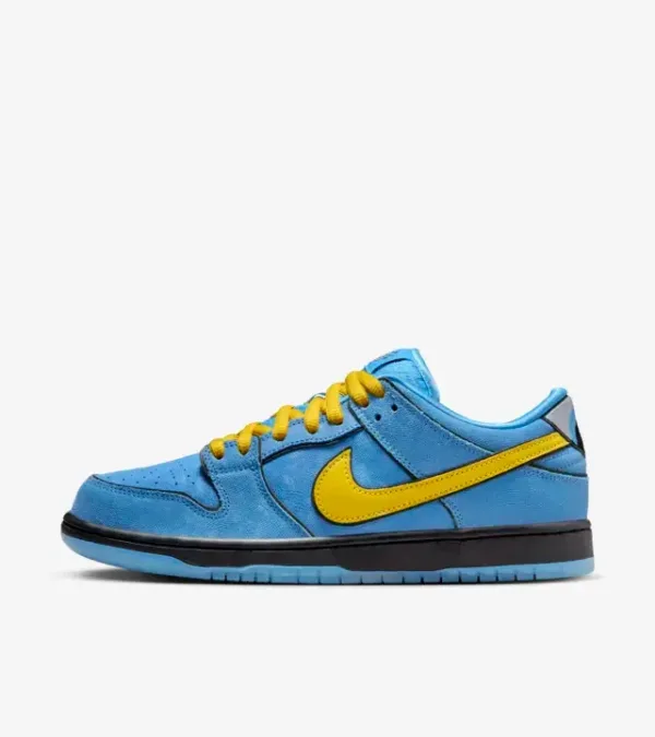 side view of nike sb dunk powerpuff girls blue color