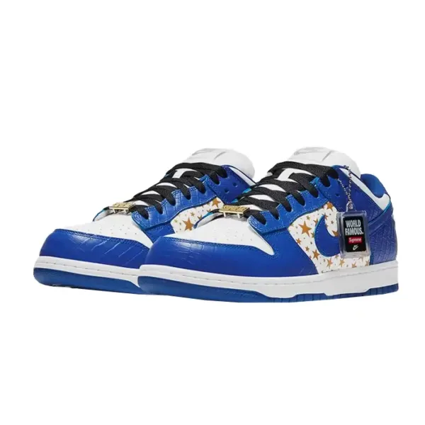 top side view of nike sb dunk supreme stars blue color