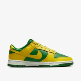 nike dunk low yellow green color side view image in the white background