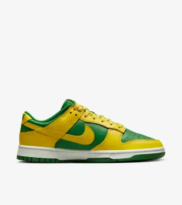 nike dunk low yellow green color side view image in the white background