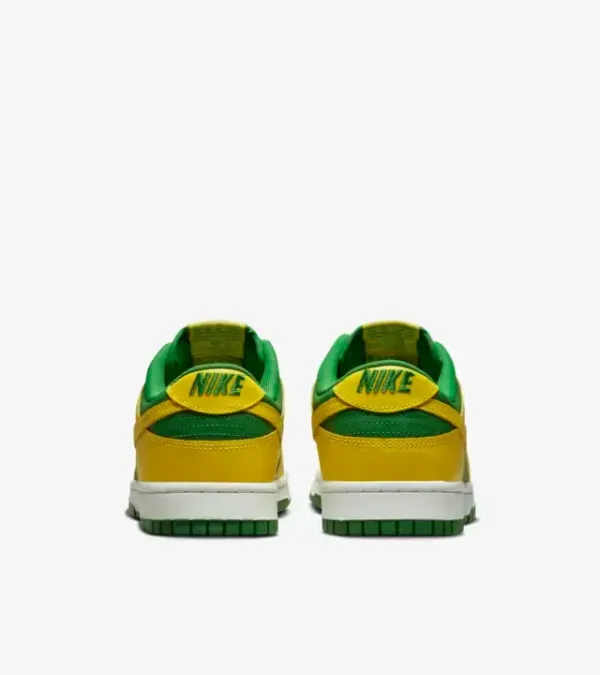 back view of pair of yellow green nike dunk