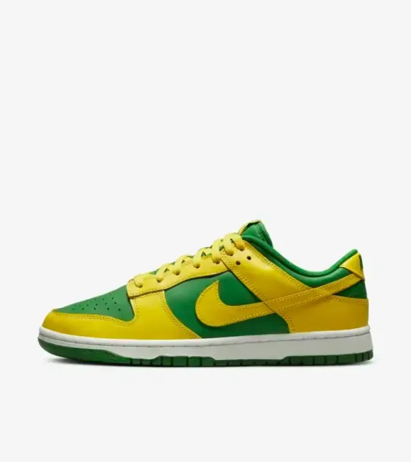 side view of yellow green nike dunk