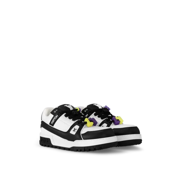 pair of lv trainer maxi white black sneakers